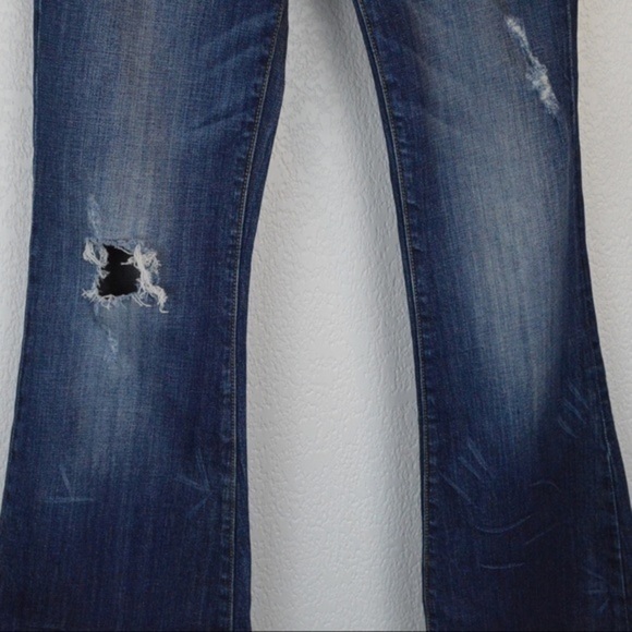 Vigoss Flare‎ Leg Raw Hem Distressed Jeans Size 5 - Picture 7 of 14